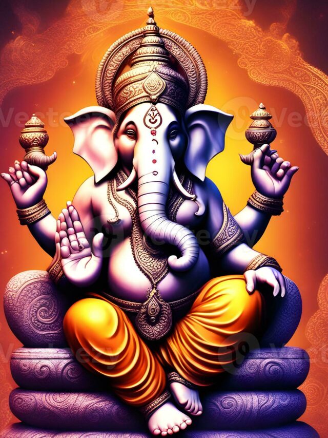 ganesh-hindu-lord-ganesha-on-decorative-background-graphical-poster-modern-art-lord-ganesha-sculpture-with-decorative-elements-ai-generative-photo